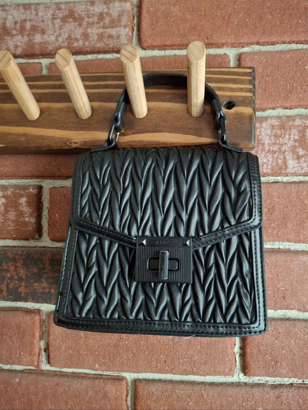 Aldo Black Quilted Mini Top-Handle Bag